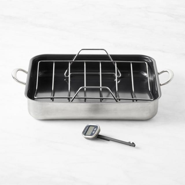 GreenPan™ Premiere Stainless-Steel Ceramic Nonstick Roaster Bundle