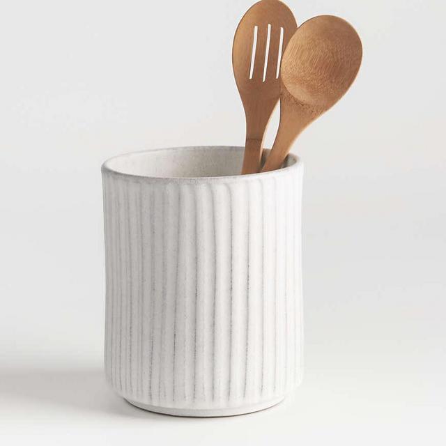 Crate and Barrel Lilou Matte White Utensil Holder