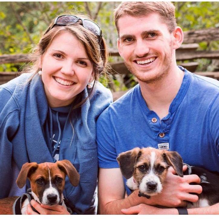 Daniel snapped this photo of Jonathan and I with my (soon to be our ;) ) pups, Lincoln (left) and Lucy (right)!