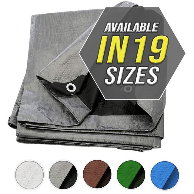 Tarp Cover 10X12 Silver/Black Heavy Duty Thick Material, Waterproof, Great for Tarpaulin Canopy Tent, Boat, RV or Pool Cover! by Trademark Suplies