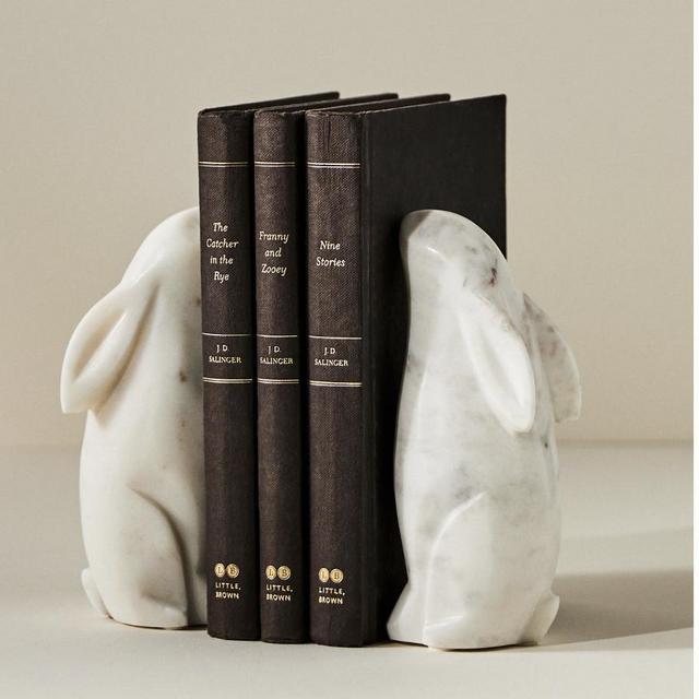Marble Rabbit Bookends