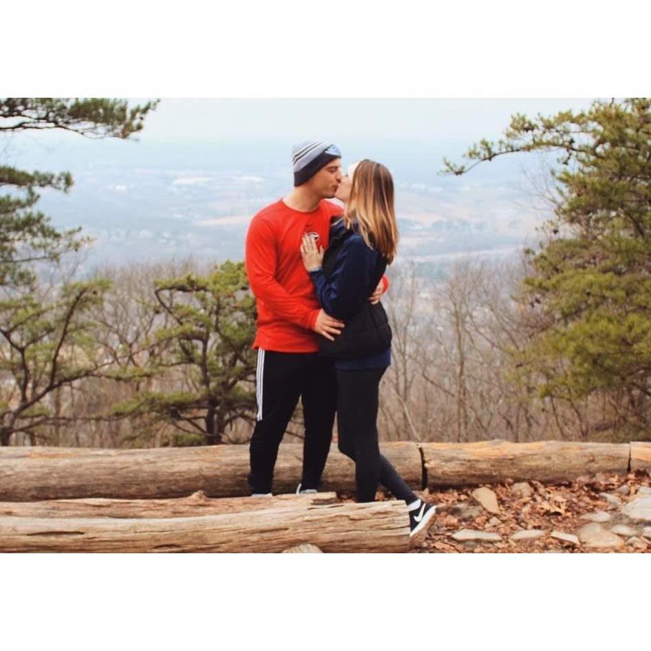 One of our engagement weekend pictures - on top of Mount Nittany!