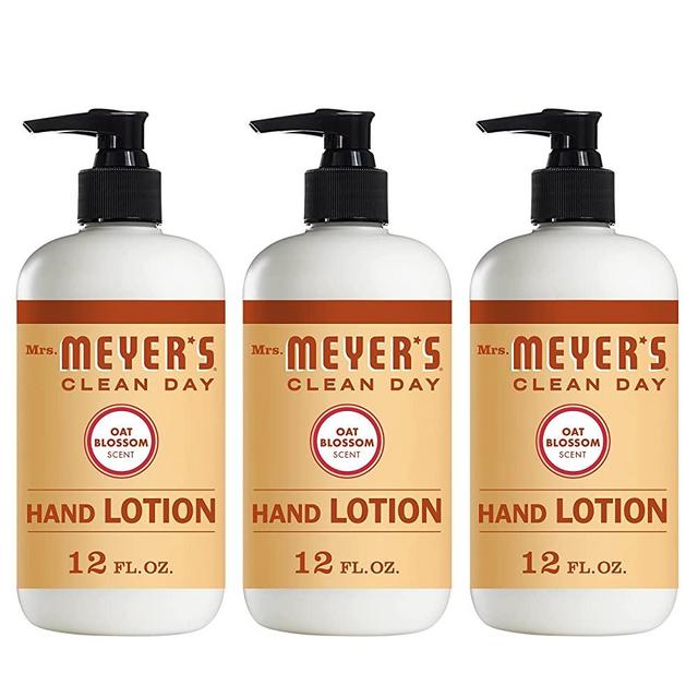 Mrs. Meyer's Clean Day Hand Lotion for Dry Hands, Non-Greasy Moisturizer Made with Essential Oils, Cruelty Free Formula, Oat Blossom Scent, 12 oz Bottles, Pack of 3