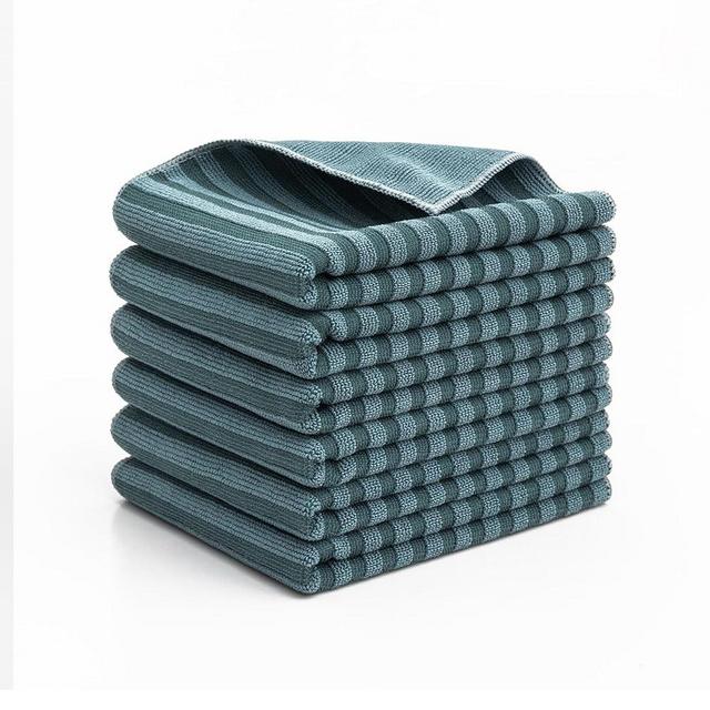 PY HOME & SPORTS Microfiber Kitchen Dish Towels 6 Pack- 17 x 25” Super Absorbent Kitchen Hand Dish Cloths, Lint Free & Quick Drying (Dusty Blue)
