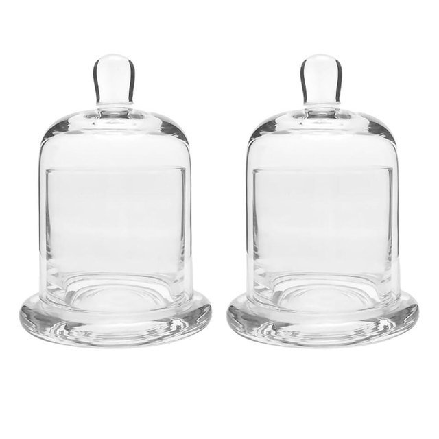 Garneck 2 Sets Home Decor Glass Cloche Candle Holder Bell Jar Simple Candle Cup for Wedding Festive Bar