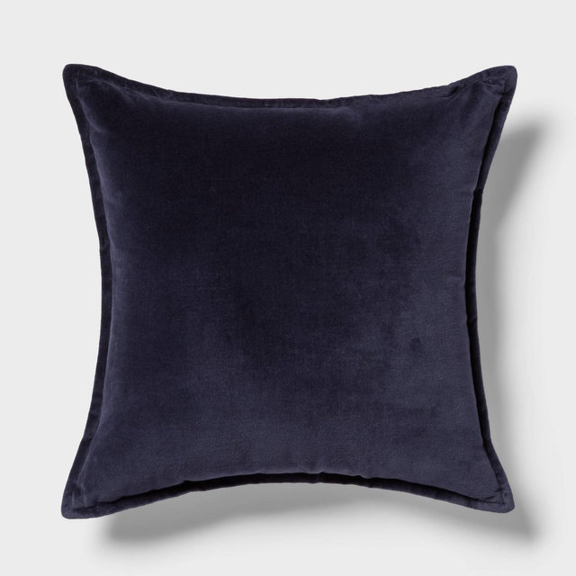 Trad Cotton Velvet with Linen Reverse Oblong Dec Pillow Navy - Threshold™