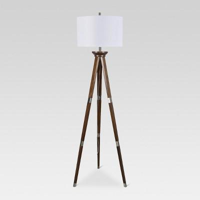 Wood Tripod Floor Lamp Nickel Includes Energy Efficient Light Bulb - Threshold™