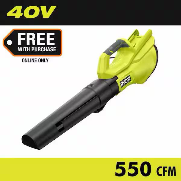 RYOBI 40V 120 MPH 550 CFM Cordless Battery Leaf Blower (Tool Only) RY40LB01B