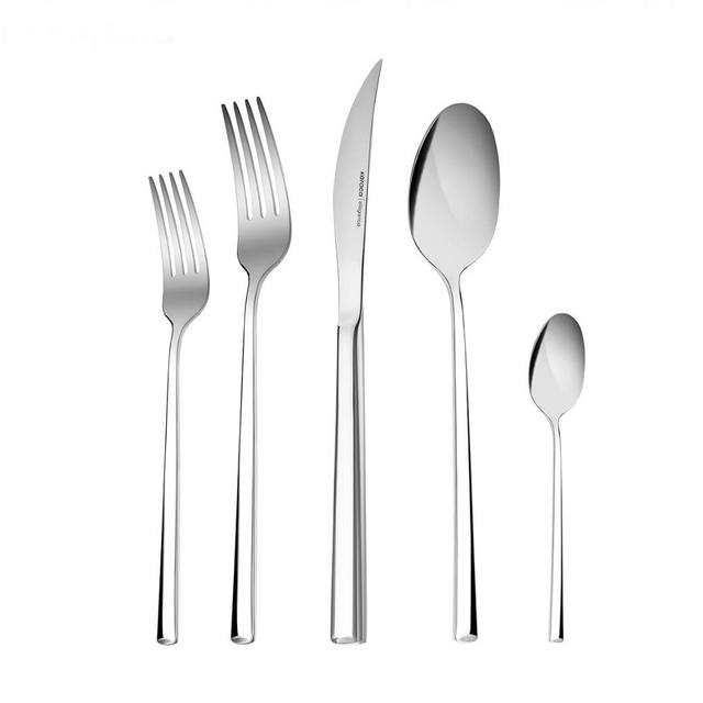 Karaca Tivoli Silver 30-Piece Cutlery Set, for 6 People, 18/10 Stainless Steel Cutlery Set, Heat Resistant, Corrosion Resistant, 3mm Thick, Silver