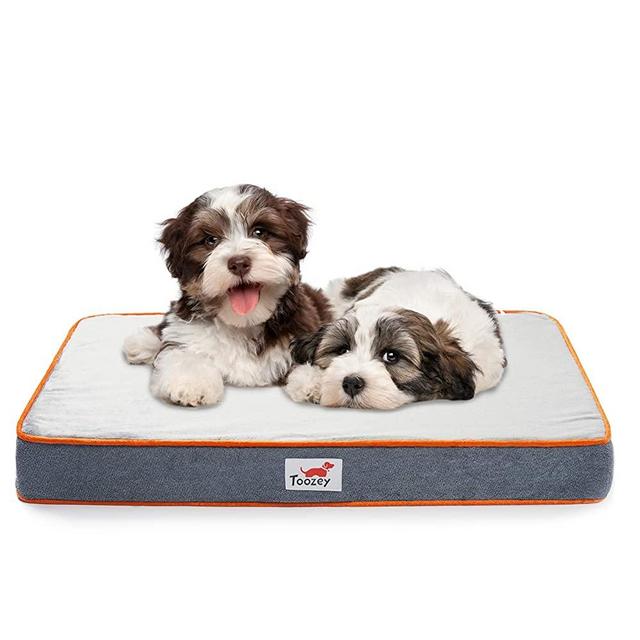 Toozey Orthopedic Memory Foam Dog Beds for Large Dogs, 2-Layer Thick High-Density Mattress Washable Dog Crate Bed with Removable Cover and Waterproof Liner, Premium Plush Pet Dog Bed Mat
