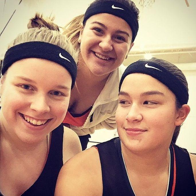 Carol, Gabby, & Kayla after basketball practice