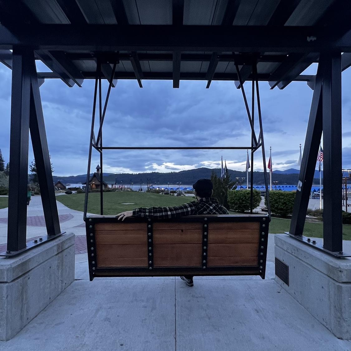 Swinging bench by Coeur d'Alene