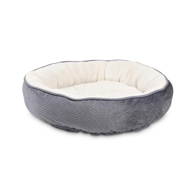 EveryYay Snooze Fest Grey Textured Round Cat Bed, 20" L X 20" W X 20" H