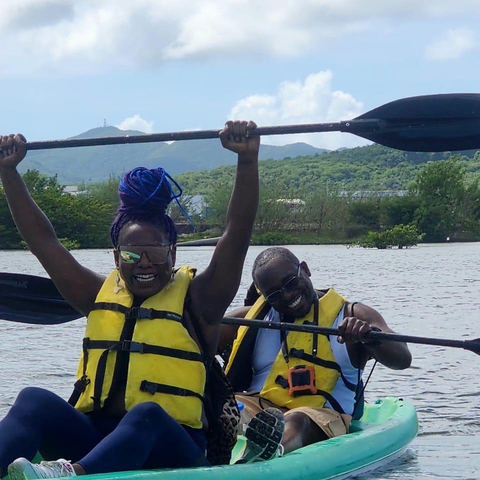 In Antigua I had G paddle boating (on his birthday trip lol).