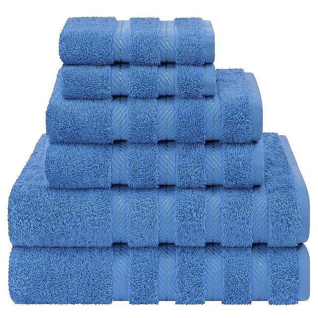 American Soft Linen Luxury 6 Piece Towel Set, 2 Bath Towels 2 Hand Towels 2 Washcloths, 100% Turkish Cotton Towels for Bathroom, Electric Blue Towel Sets