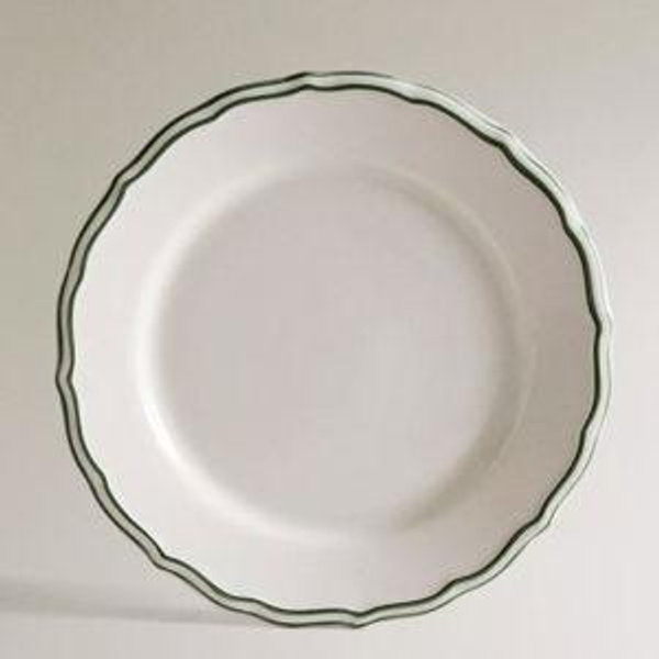EARTHENWARE DESSERT PLATE WITH CONTRASTING RIM