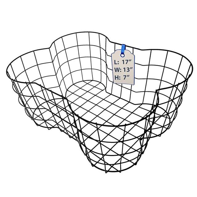 OtterPets Metal Dog Toy Basket, Bone Shaped Indestructible Dog Toy Bin, Sturdy Storage Organizer, 17 (L) x 13 (W) x 7 (H) inches