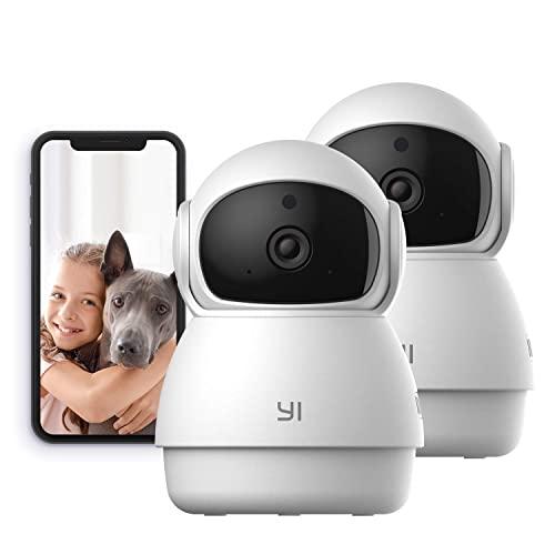 YI Indoor Wireless WiFi Security IP Camera Dome Guard, Smart Nanny Pet Dog Cat Cam Baby Monitor with Night Vision, 2-Way Audio, Motion Detection, 360-degree, Phone App, Works with Alexa and Google