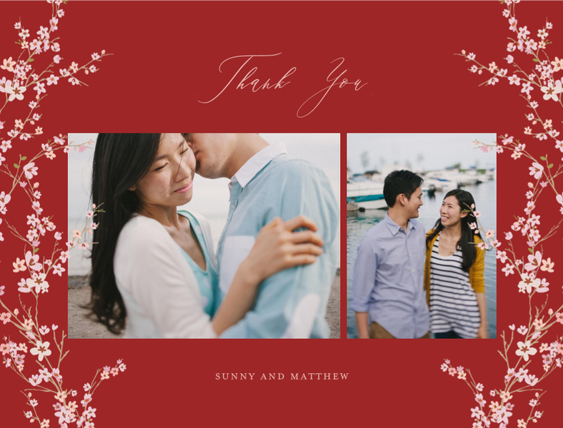 Sakura Multiphoto | Dark Red | Zola Thank You Cards