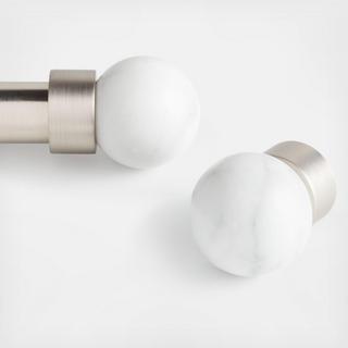 Small Round Marble Curtain End Cap Finials, Set of 2