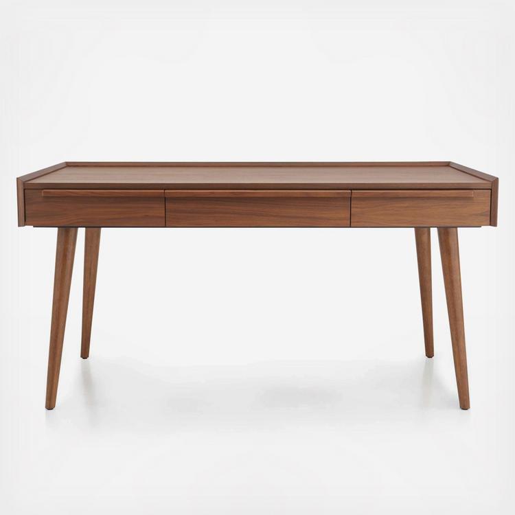 Crate And Barrel Tate Walnut Desk With Power Outlet Zola