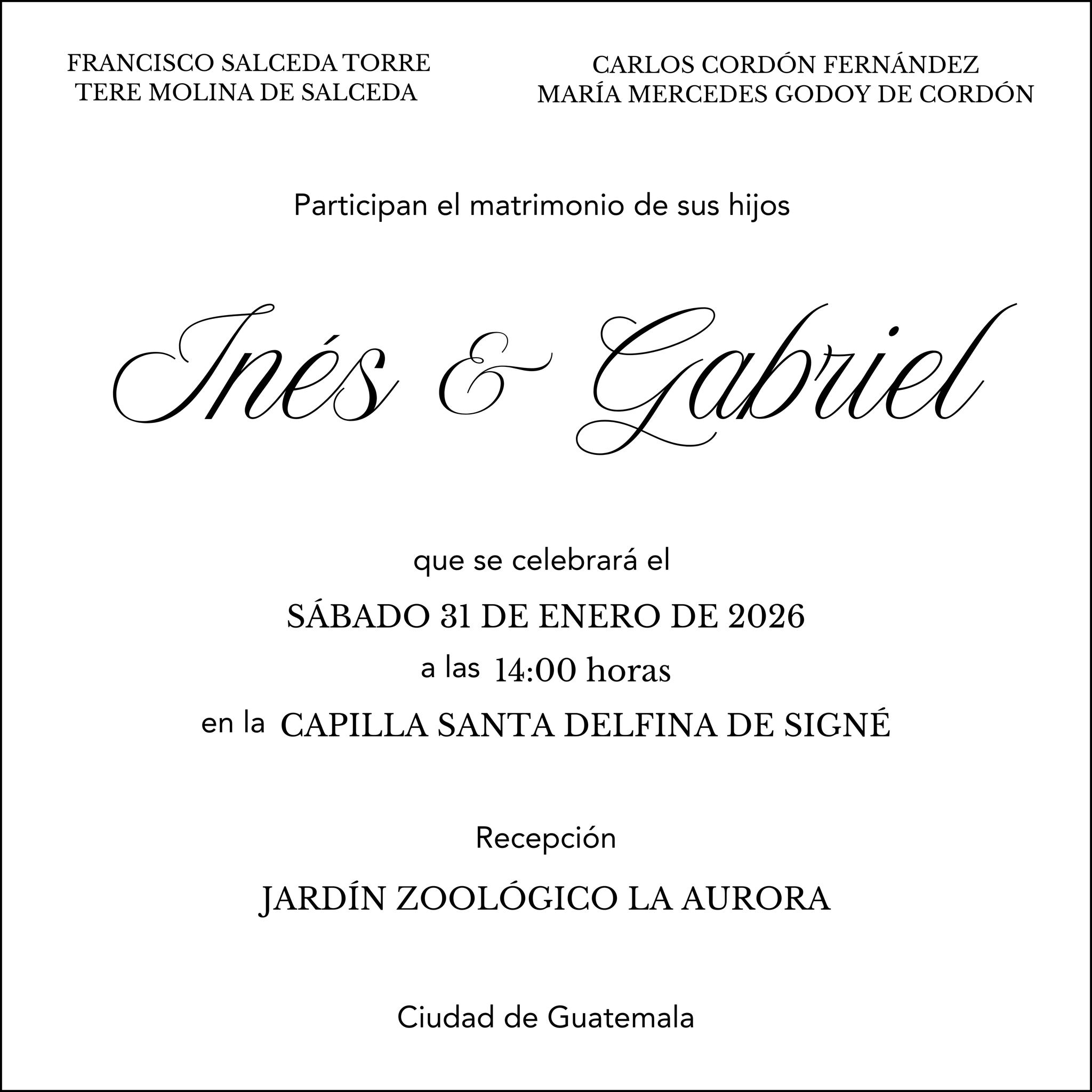 The Wedding Website of Gabriel Cordon and Ines Salceda
