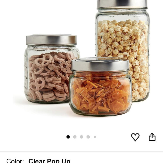 Mason Craft & More Airtight Kitchen Food Storage Clear Glass Pop Up Lid Canister, 3 Piece Pop Up Graduated Canister Set (1.6L, 2.75L, and 4.6L)