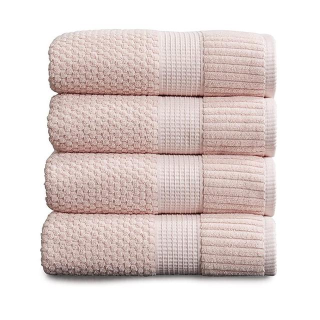100% Cotton Bath Towel Pack | Super Soft and Absorbent Quick-Dry Bath Towels 30" x 52" |Textured and Durable 600 GSM Cotton | Trinity Collection ( 4 Pack Bath Towel, Light Pink)