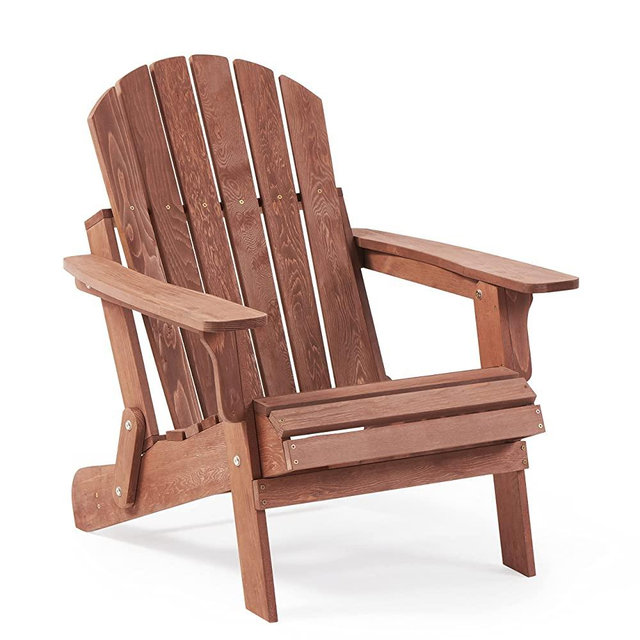 Over Size Folding Adirondack Chair Half Pre-Assembled, Outdoor Wood Patio Chair for Garden/Backyard/Firepit/Pool/Beach/Deck