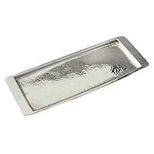 Elegance Stainless Steel Hammered Rectangular Tray, Small, 13.75 by 4.5-Inch, Silver