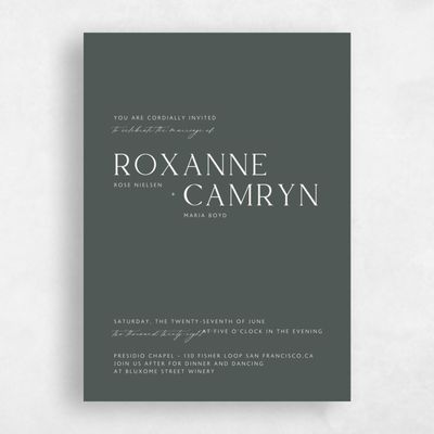 Dark Seaweed, Green Wedding Invitation - Altair Portrait