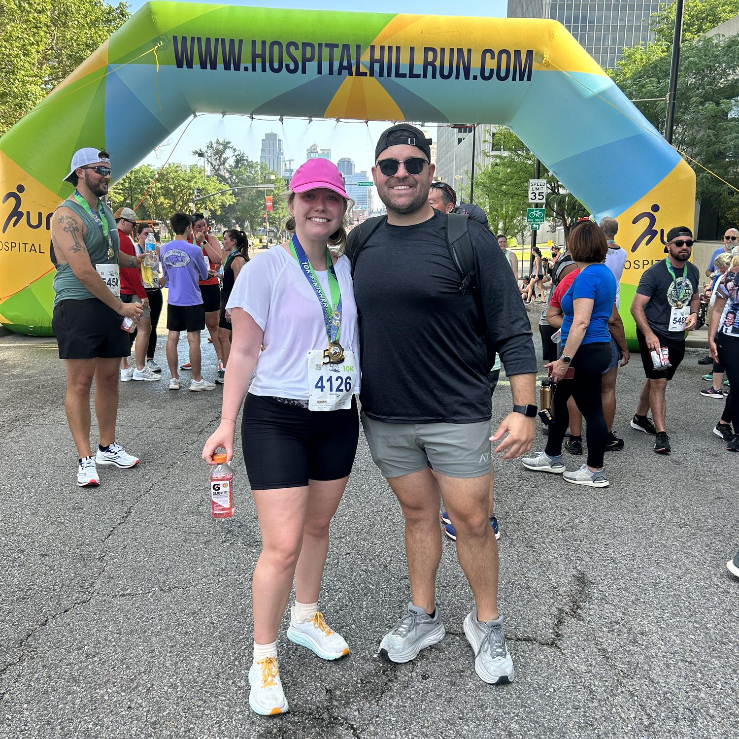 Jace met Izzy & Shelby at the finish line ready to pop some champagne as they crossed a 2023 goal off their list! Their biggest supporter :)