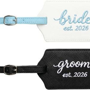 Mr and Mrs Luggage Tags Set of 2, Bride and Groom Travel Tags, Wedding Gifts for Couples 2026, Honeymoon Travel Essentials, Bridal Shower Engagement Gift (Bride Groom-Something Blue 2026)