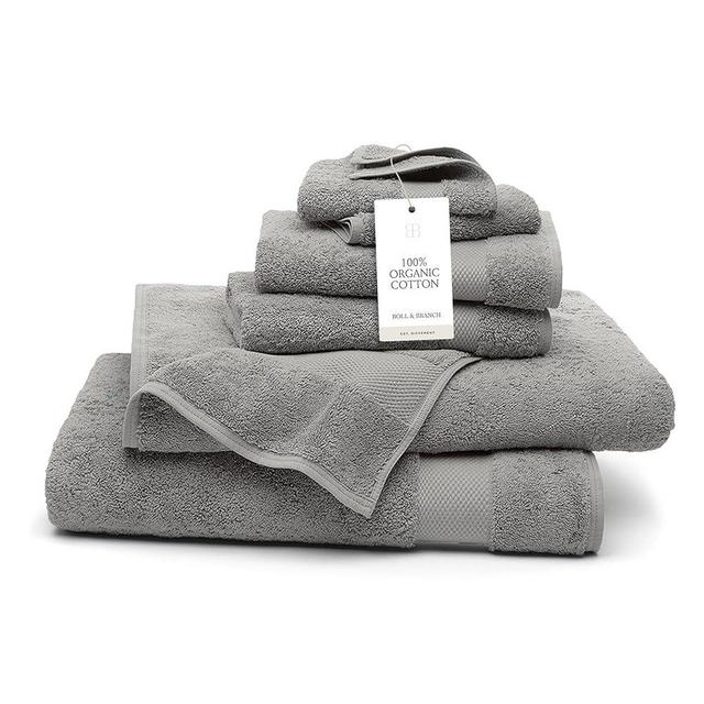 BOLL & BRANCH Plush Bath Sheet Set - Stone - 6 Piece - Includes 2 Oversized Bath Sheets, 2 Hand Towels & 2 Washcloths - 100% Organic Cotton - Ultra Soft & Luxurious - Quick Absorbing