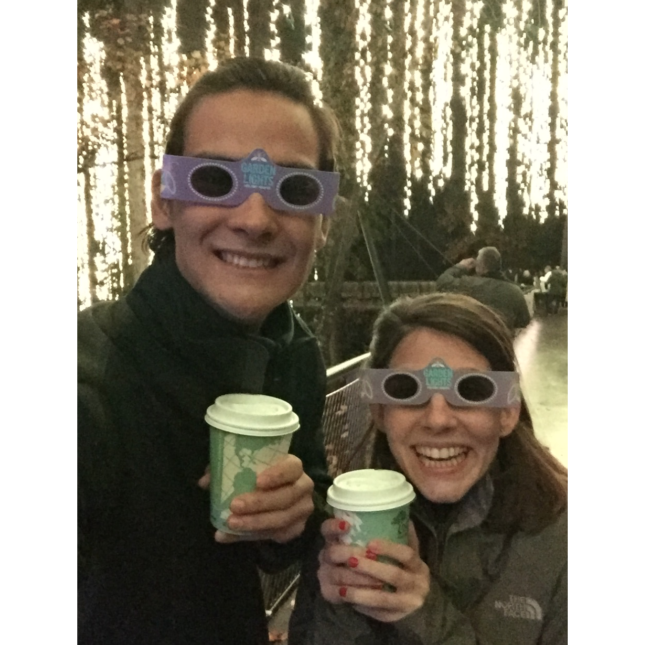 An older couple gifted us drink vouchers and 3D glasses at the garden light show in ATL, 2017