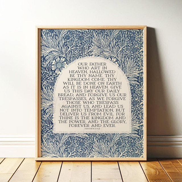 Lord's Prayer Print: "Our Father Who Art in Heaven, Forgive Our Trespasses" | Christian Wall Art, Catholic Decor | Framed Print or Canvas