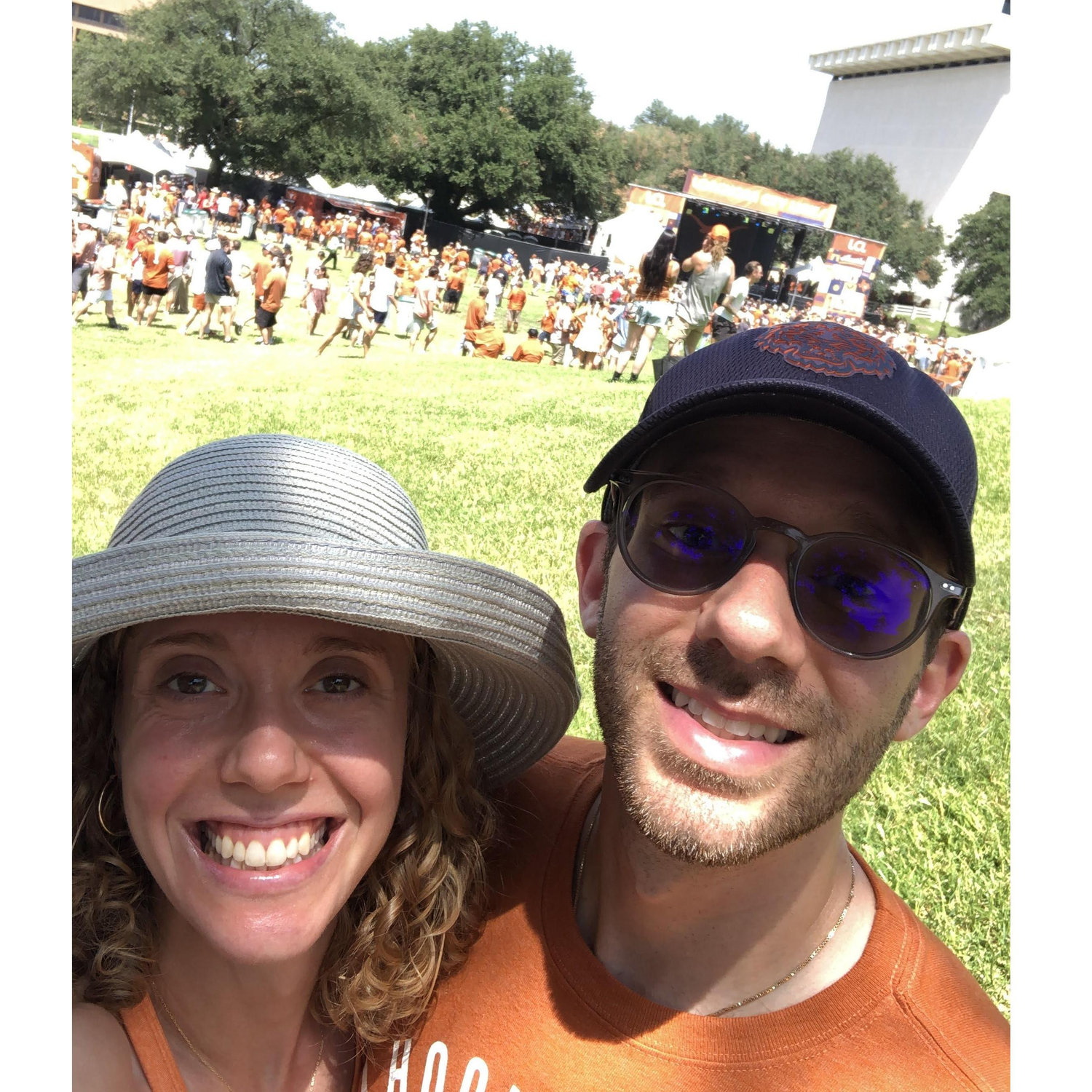 September 4, 2021; Austin, TX
Nora and Andy outside the University of Texas Stadium on a weekend getaway to Austin