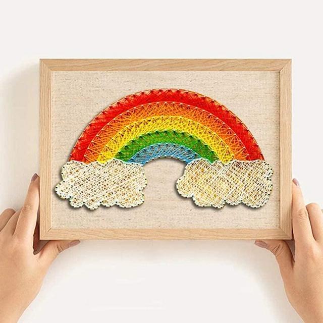 RM Studio DIY String Art Kit with All Necessary Accessories and Frame for Kids Students, Adult Crafts Kit, Home Wall Decorations Unique Gift (Rainbow)