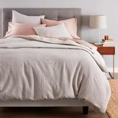 Nestwell™ Pleated Rhombus 2-Piece Twin Duvet Cover Set in White