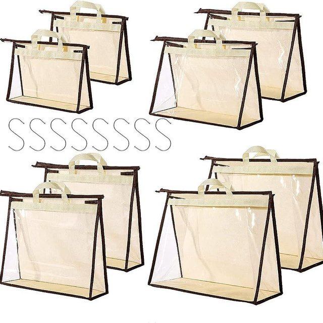 CINPIUK 8 Pack Handbag Dust Bags Clear Purse Storage Organizer for Closet, Hanging Zipper Storage Bag for Handbags