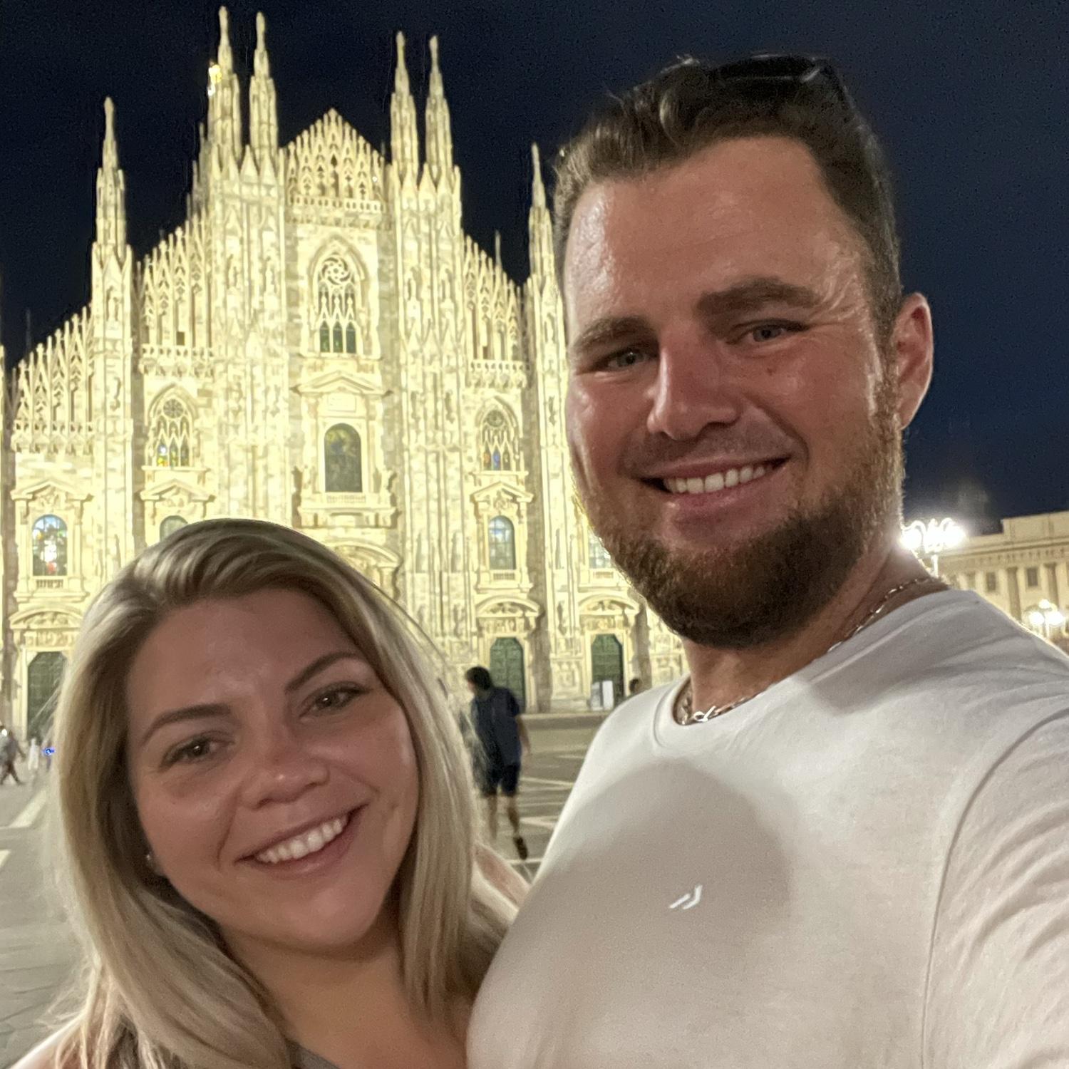 This photo was snapped right after Matthew had some tasty grappa in the center of Milan!