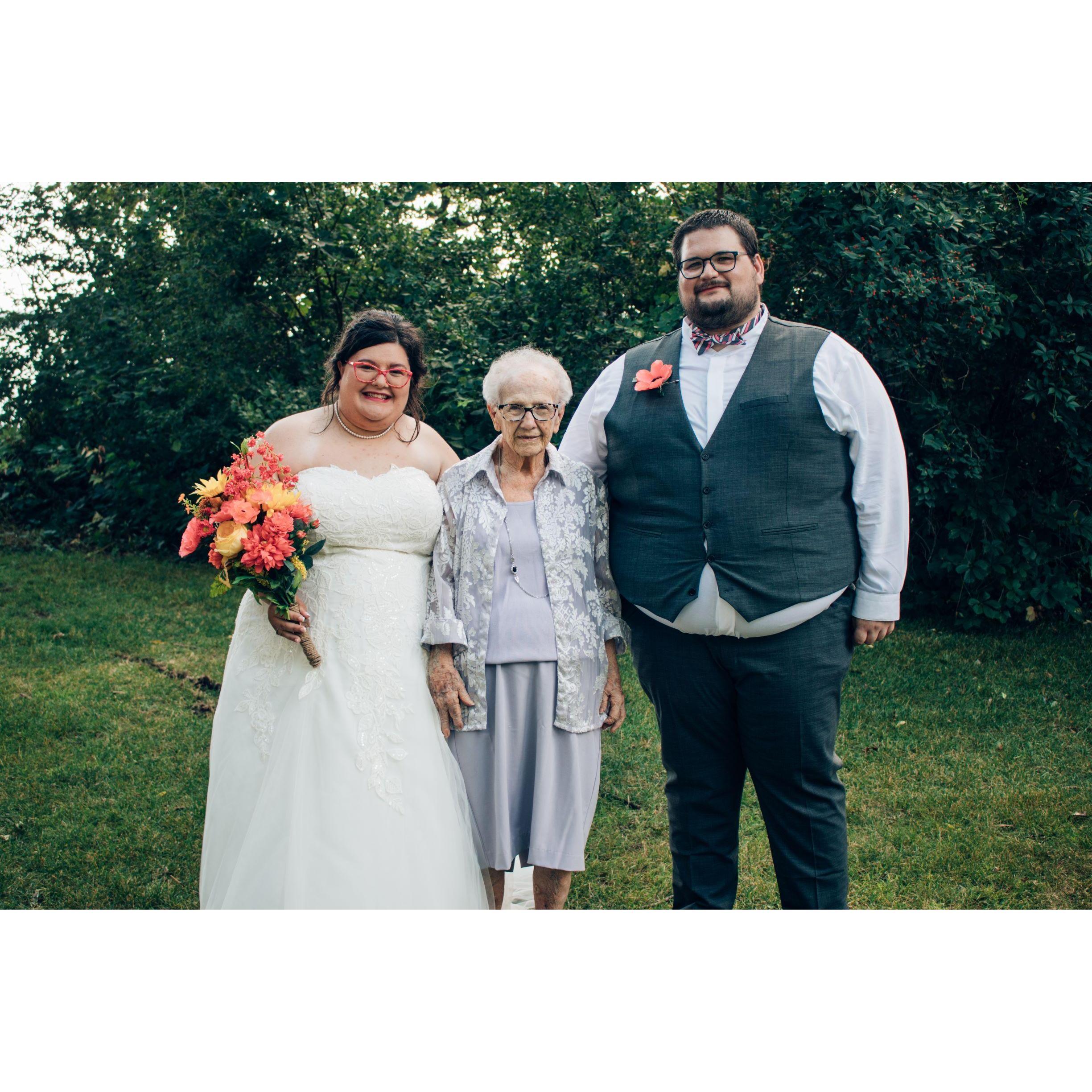 Jessica and Mark with Jessica's last remaining grandparent, Delores.
