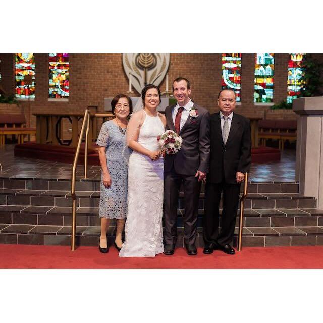With Jin Sheen's mom and dad