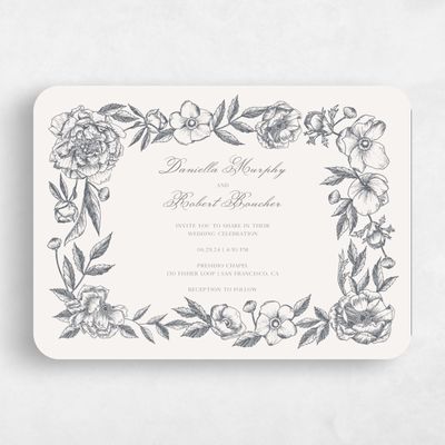 Grey Rounded Wedding Invitation - Iniguez Landscape