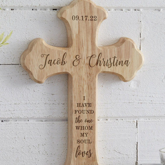 Our Wedding Day Personalized Wood Cross,...
