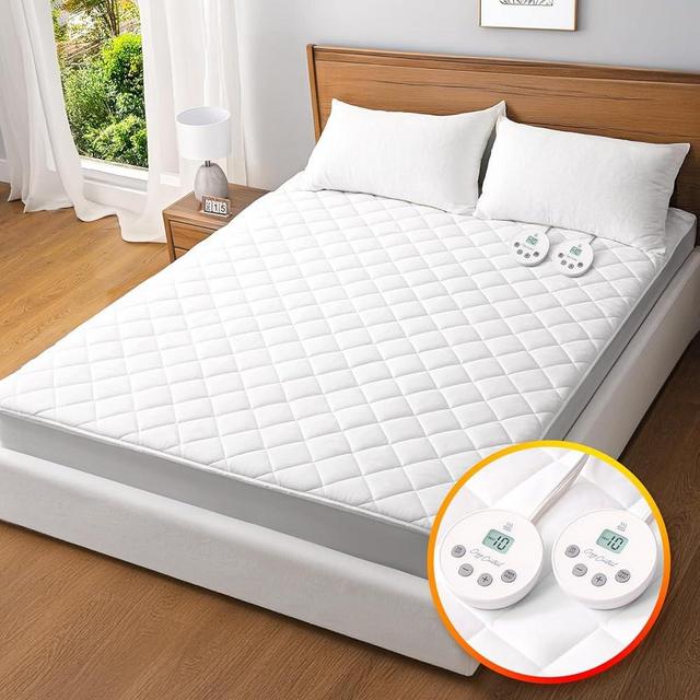 Heated Mattress Pad King Size,Dual Control Electric Mattress Pad,Electric Bed Warmer with 10 Heat Settings and & 1-12 Hours Auto Shut Off,Fit Up to 8-21" Deep Pocket, Machine Washable