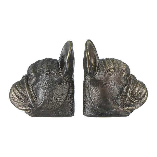Creative Co-Op Resin Antique Bronze Dog, Set of 2 Bookends