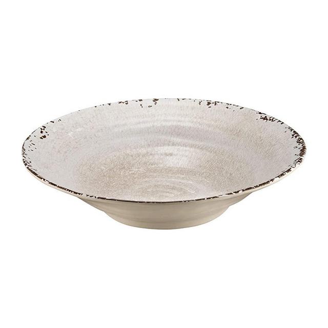 Supreme Housewares Gourmet Art Heavyweight and Durable Melamine 16 Inch Serving Bowl, Indoors Outdoors, Party, Wedding, Birthday and Everyday Use, Large, Crackle, Cream