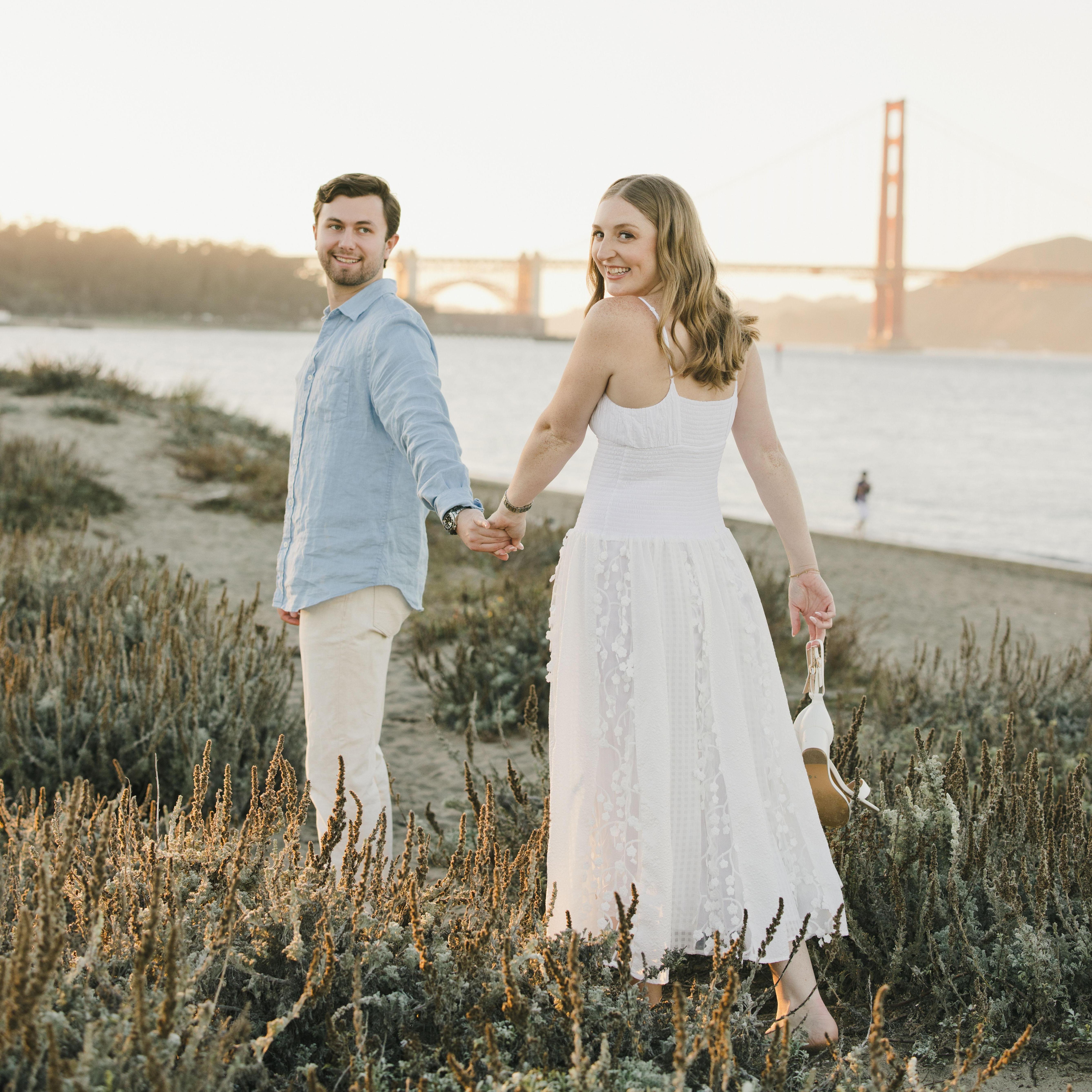 A photo from our engagement shoot at Crissy Field Beach