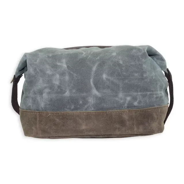 CB Station Waxed Canvas Top-Zip Dopp Kit in Slate